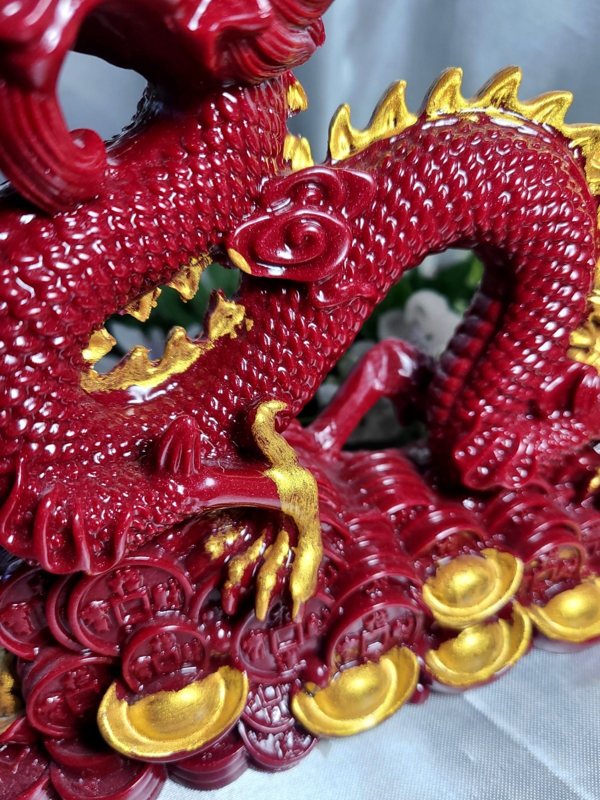 XL 9″ 2.4 lbs Genuine Cinnabar Stone Full Body Chinese Dragon Crystal Carving