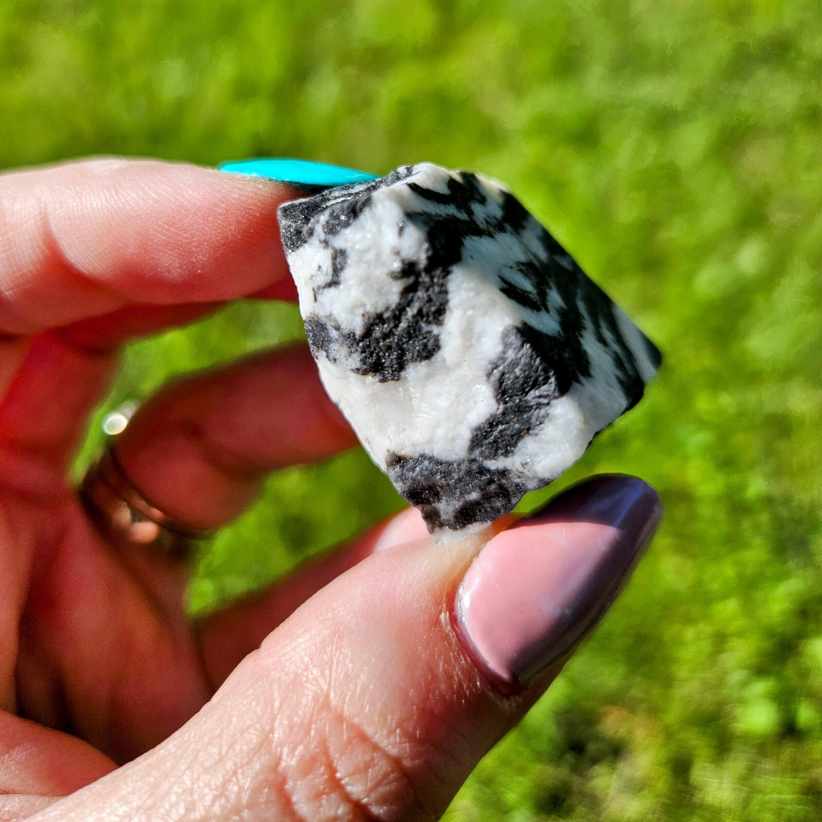 Zebra Calcite Layered Banded Stone Crystal Natural Raw Black And White ~1.5 In