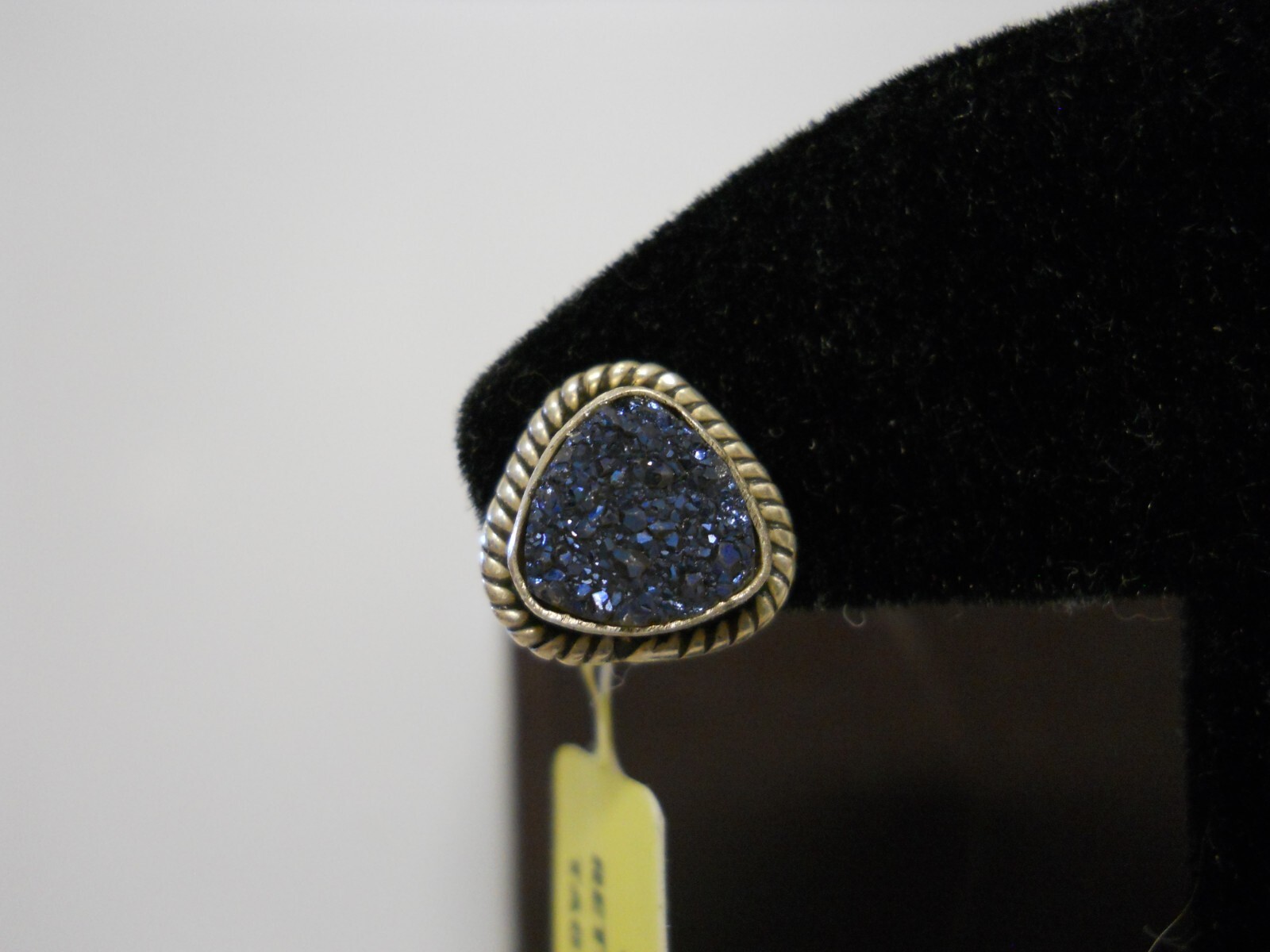 Sterling Silver Natural Deep Blue Druzy Stud 11.0mm Earrings Fine Jewelry #904