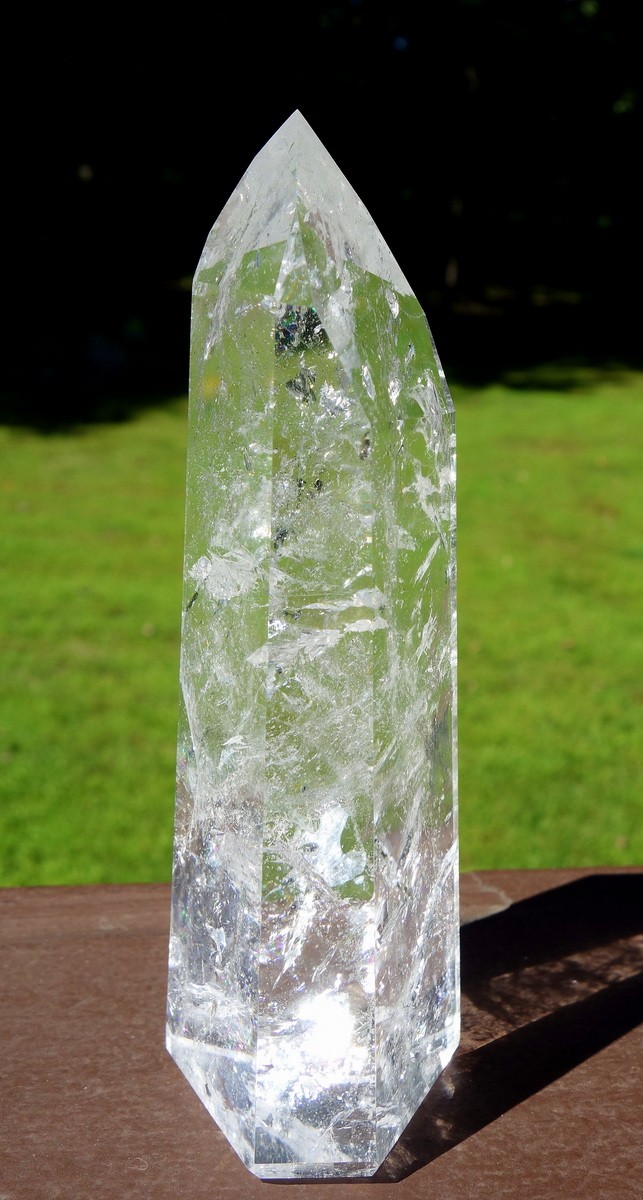 Lemurian Quartz Channeling Crystal with Rainbows Polished