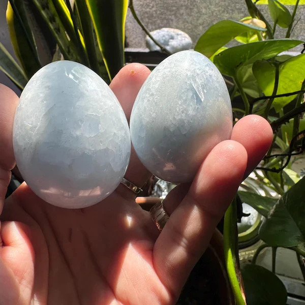 Raw Celestite Blue Crystal Easter Egg Natural Celestite Home Decor Gift for Her