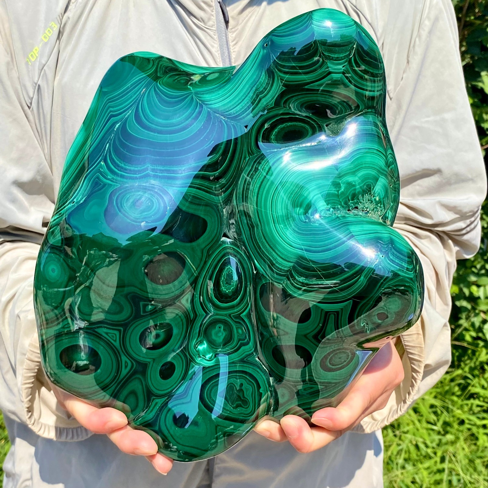 26.76LB Natural glossy Malachite transparent cluster rough mineral sample