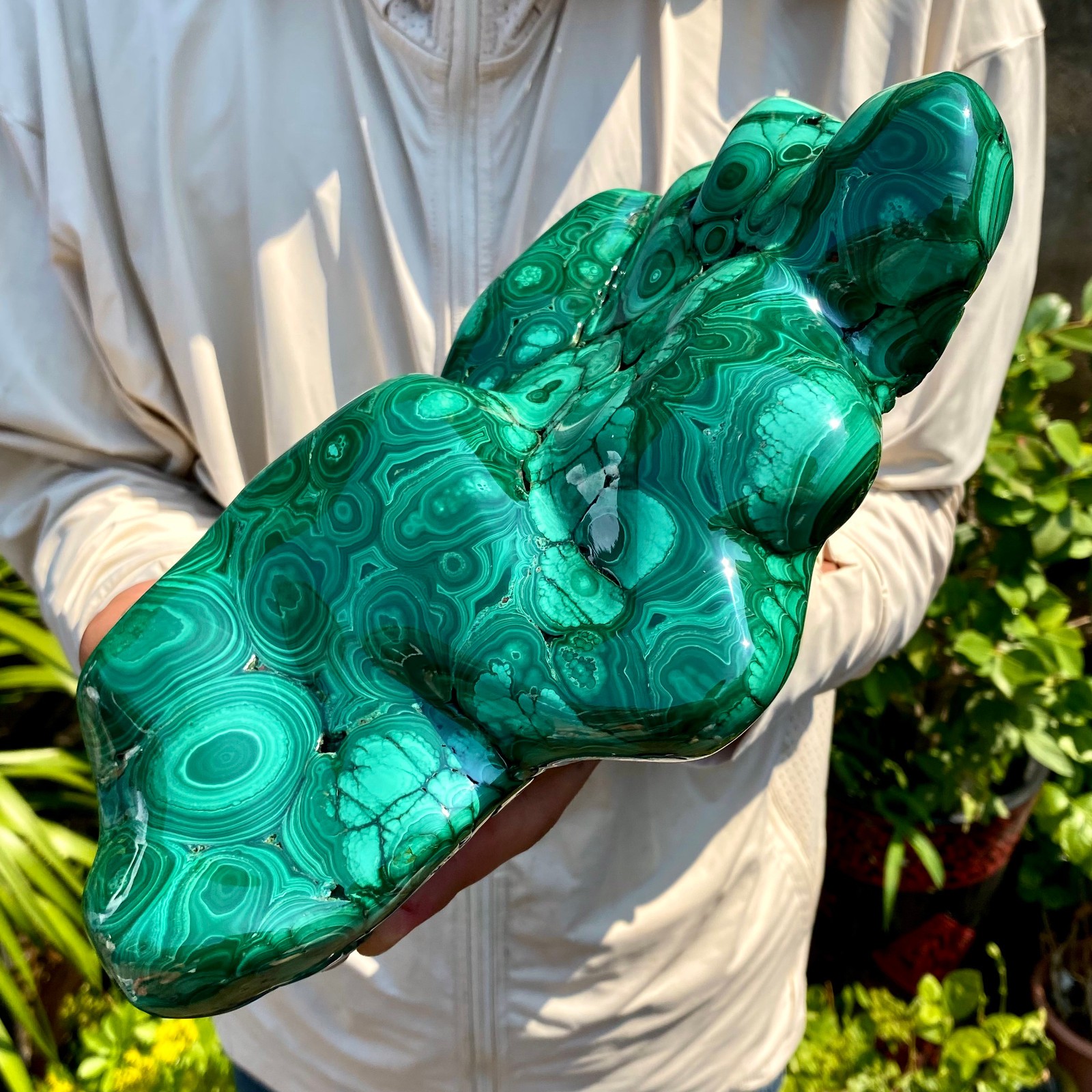 7.69LB Natural glossy Malachite transparent cluster rough mineral sample
