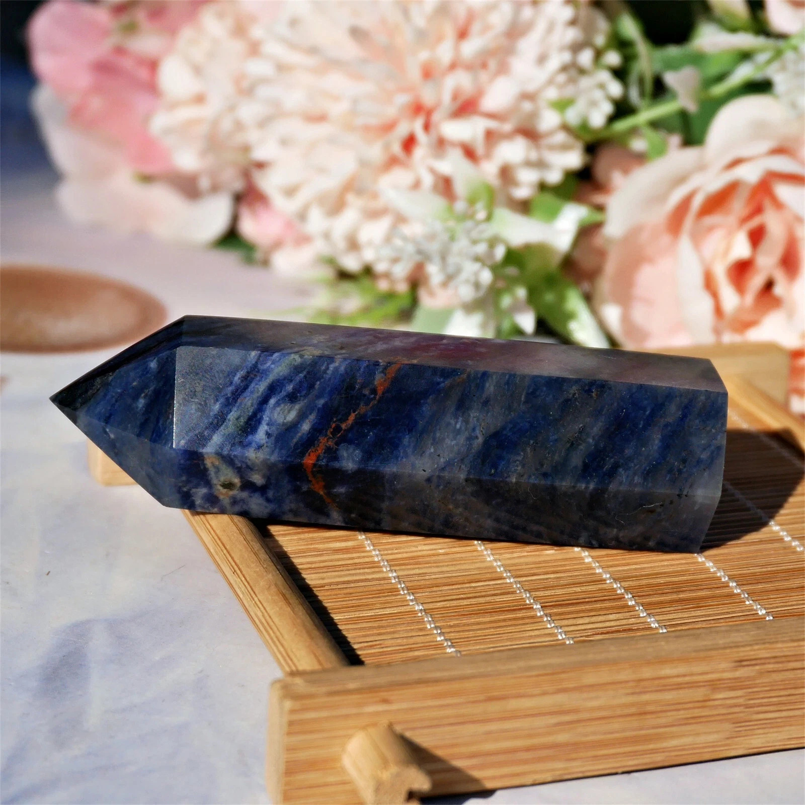 Natural Blue Sodalite Quartz Tower Obelisk Healing Crystal Reiki Home Decor Gift