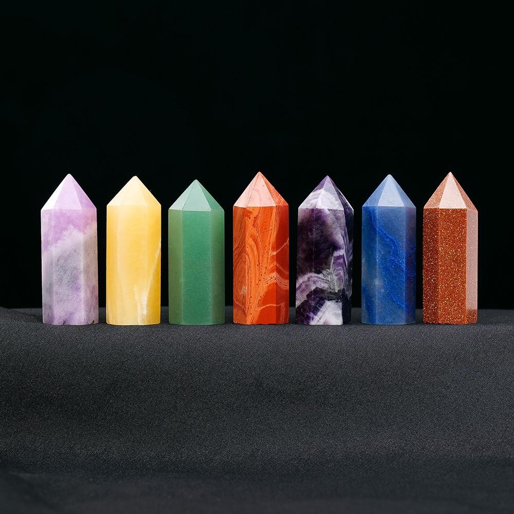 45mm Natural Crystal Point Wand 6 Faceted Prism Reiki Healing Chakra Stone