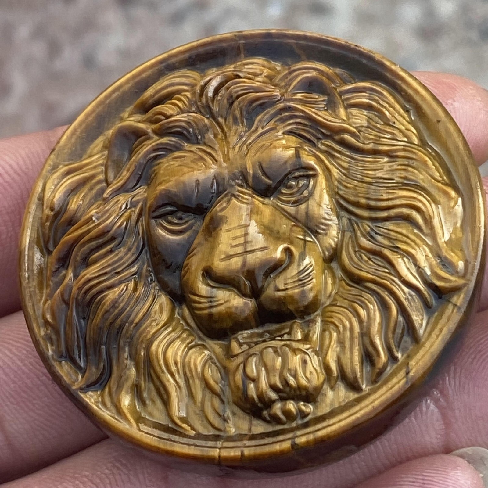 A++Natural Tiger’s eye Quartz Hand Carved Lion Skull Crystal Reiki healing 1pc
