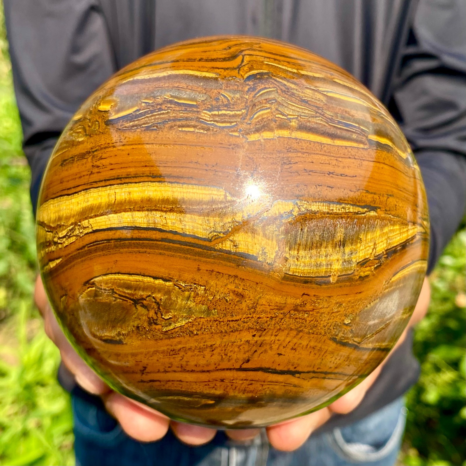5.37LB Large Natural Tiger Eye Stone Crystal Ball Quartz Healing Sphere Décor