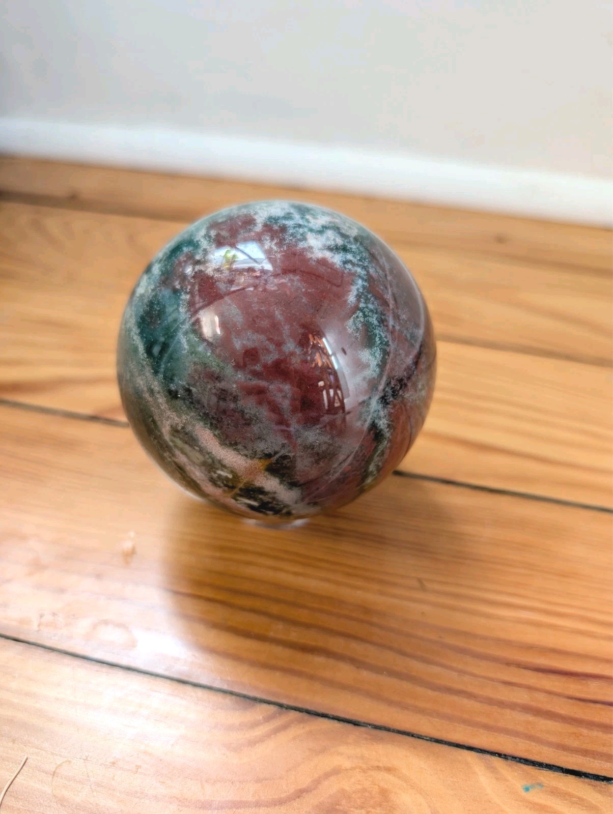 3in Ocean Sea Jasper Crystal Sphere blue green burgundy yellow- 748 g