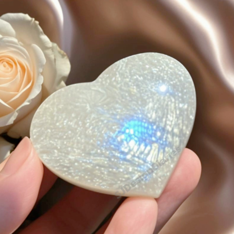 Natural Rainbow Moonstone Heart Shape Palm Stone Moonstone Stone Birthday Gift