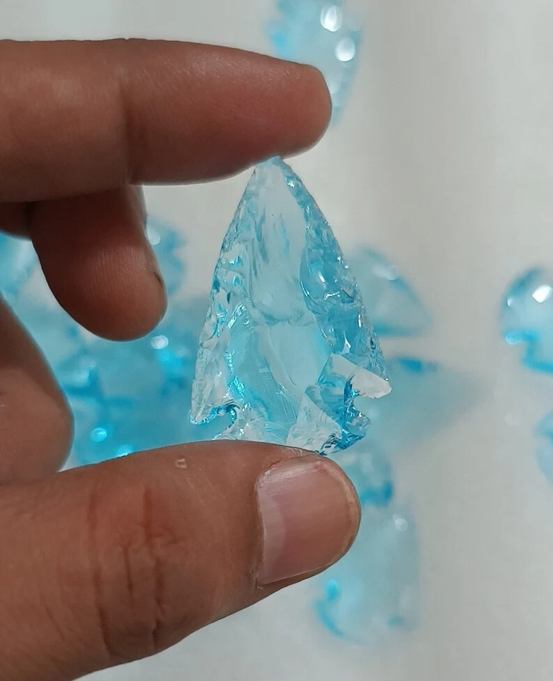 Aqua Blue Obsidian Arrowhead Crystal Pieces 1–1.25″ for Jewelry Making Pendants