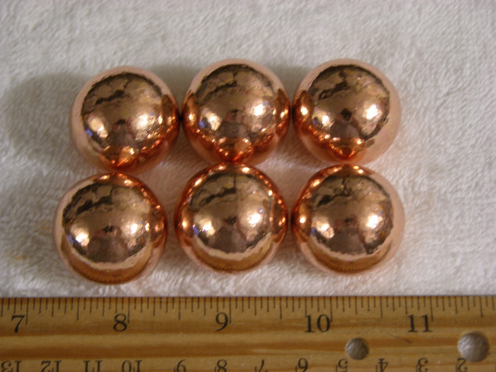6 Copper balls/spheres 1 1/8 inch solid Michigan copper 4oz each