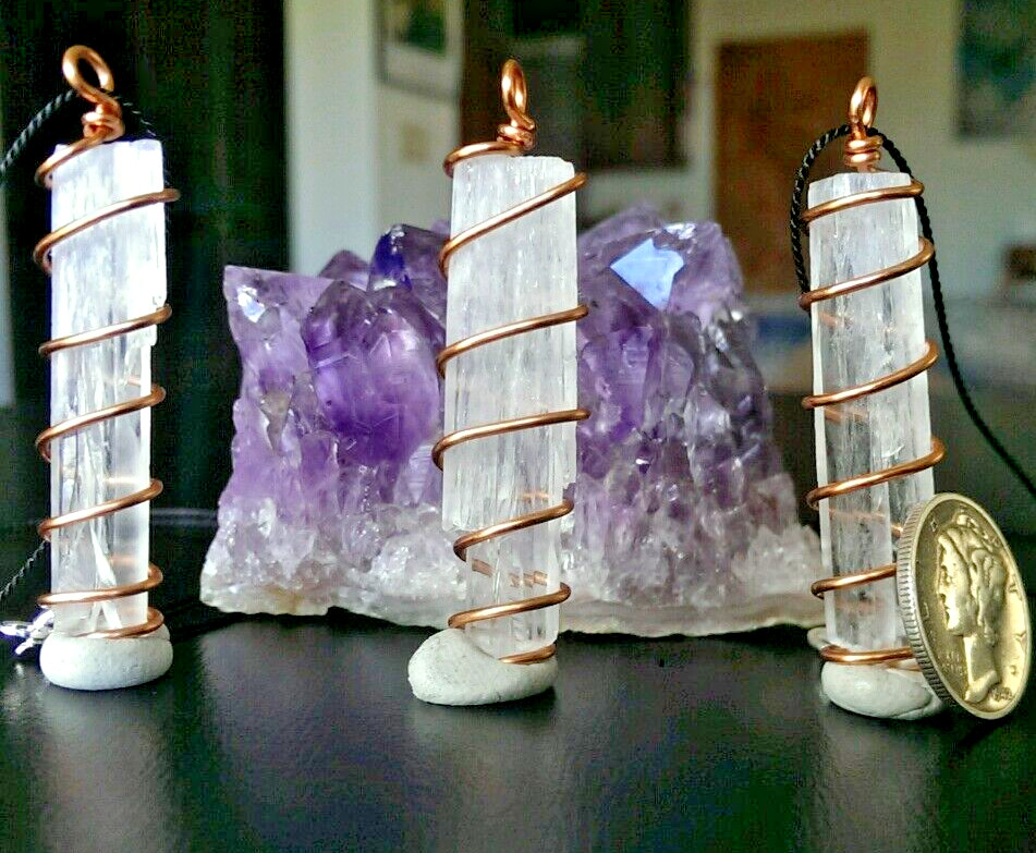 Natrolite Crystal Necklace Hand Wrapped in Copper! Synergy 12 Natrolite Pendant