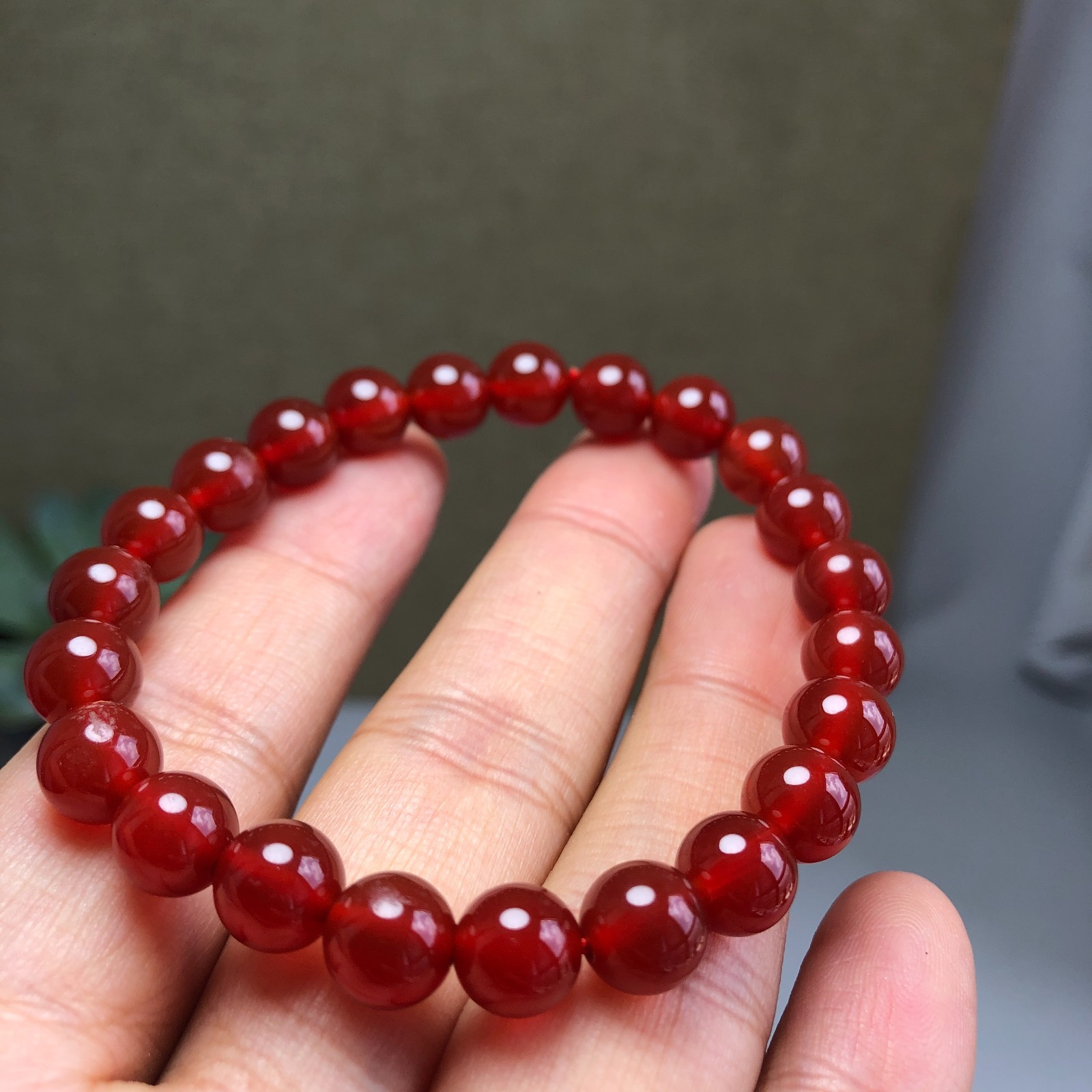 5Pcs Wholesal Natural Red Agate Stone bracelets Crystal ball sphere 8mm