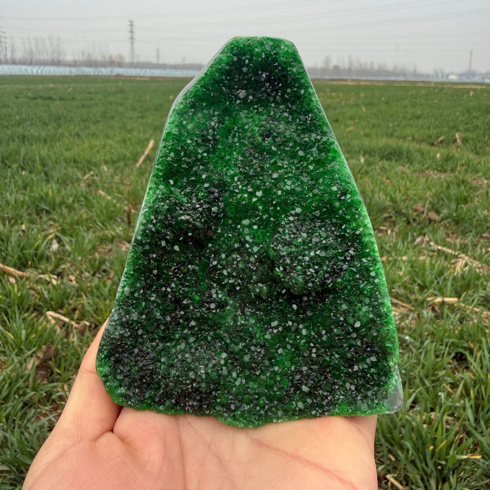 1.3LB Green crystal geode quartz cluster crystal specimen Healing random 1pc