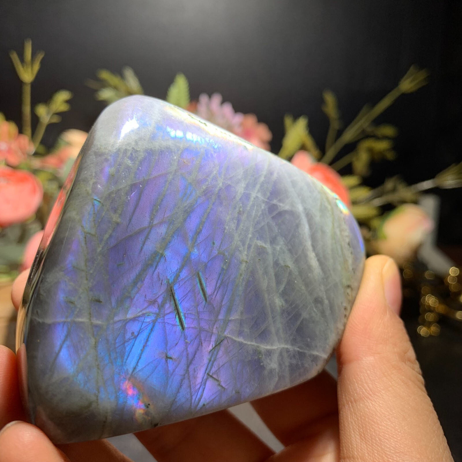 290g Natural Purple Labradorite Free Form Ornament Crystal Quartz Reiki 62mm
