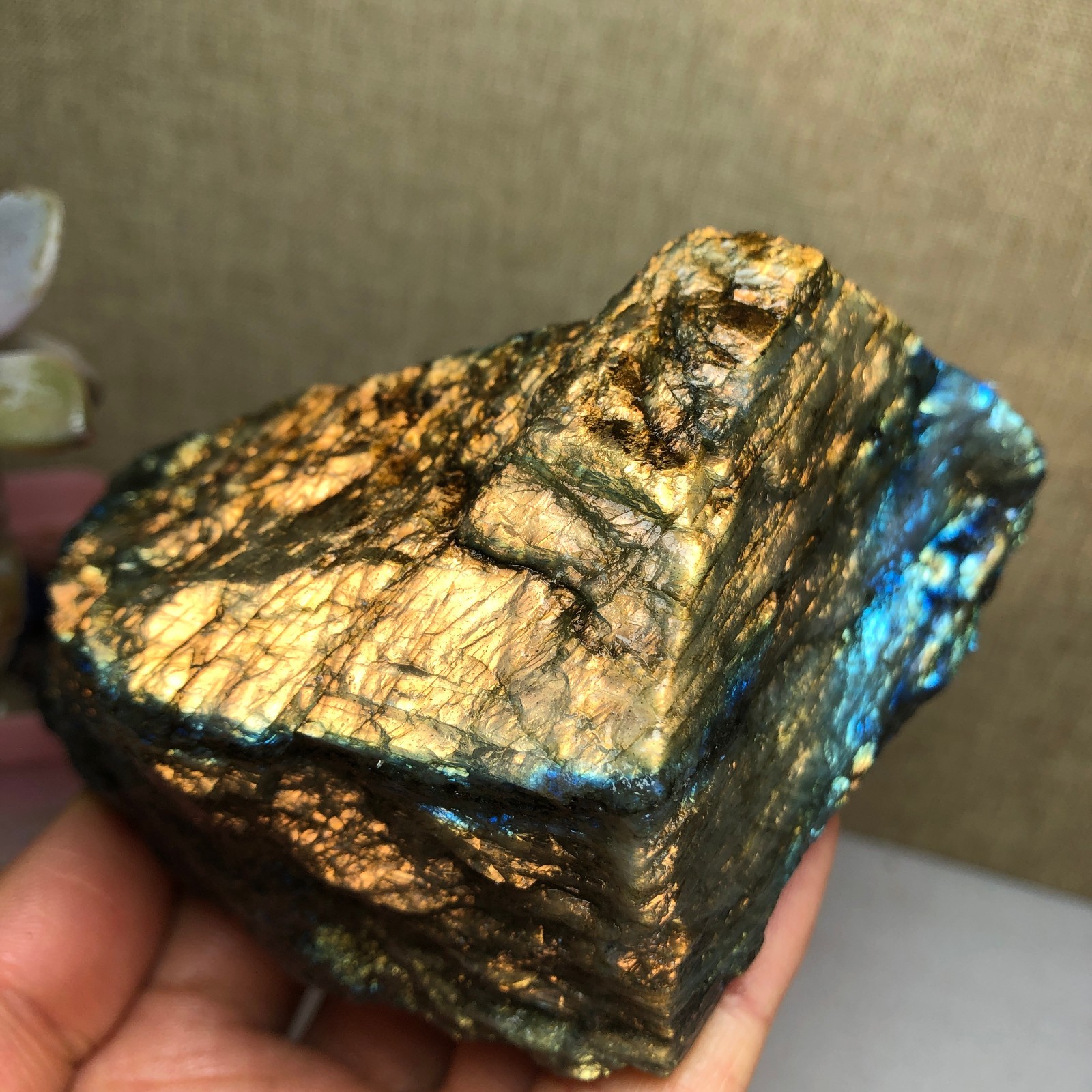 88mm Natural Labradorite Crystal gemstone rough original Specimen 424g A2629