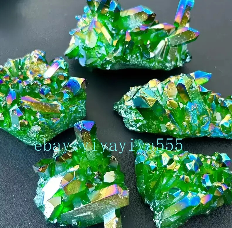 90-120G Green Angel Aura Quartz Crystal Cluster Titanium Crystal Geode Chunk