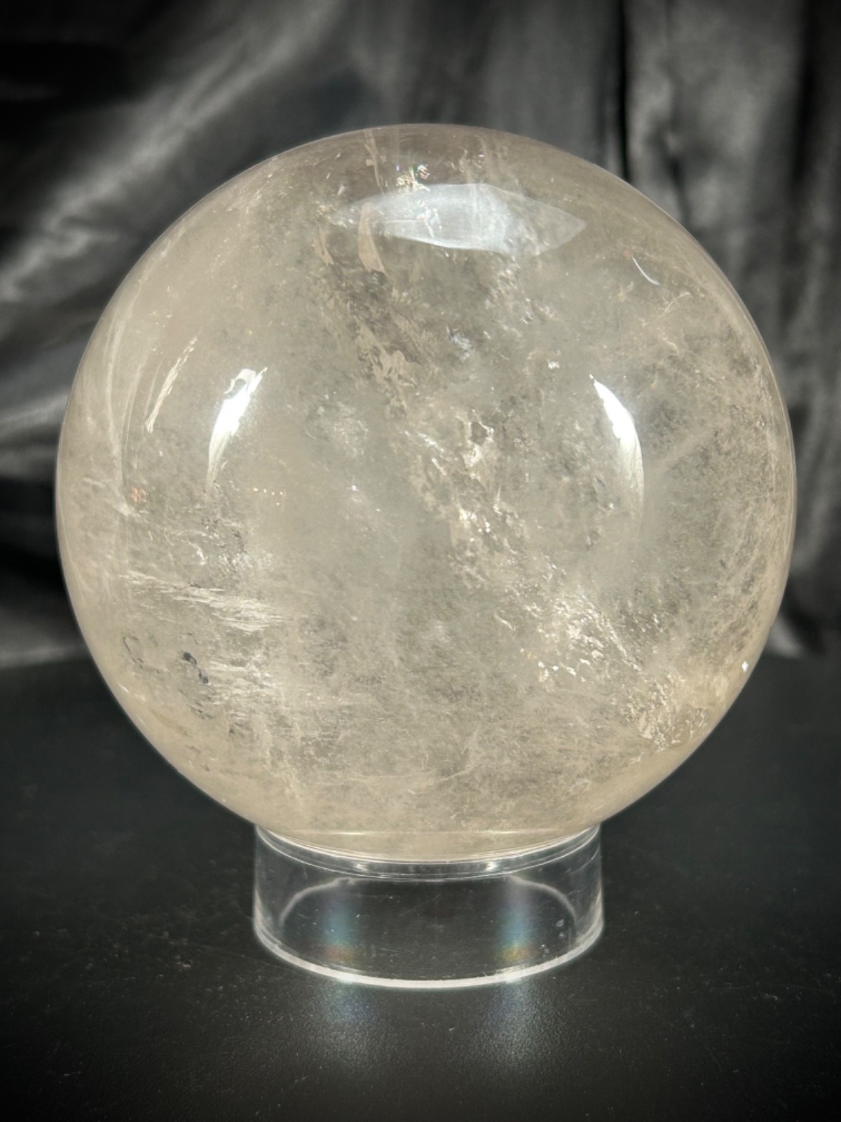 3.5″ Clear Quartz Sphere With Acrylic Stand 2lb 3.2oz (1kg)