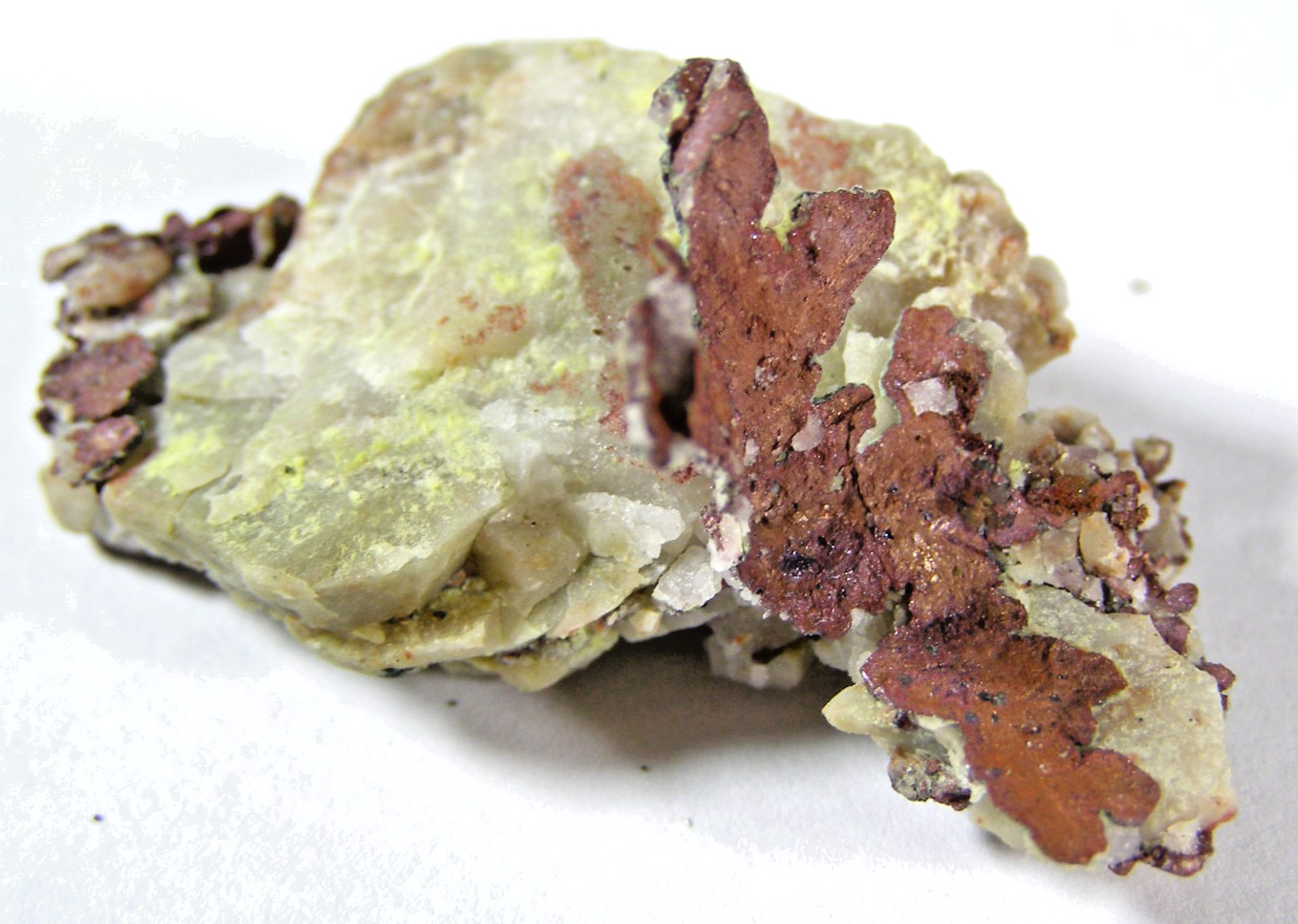 RARE NATIVE COPPER on CALCITE – MOROCCO – 4.3 x 2.5 x 2.1 cms 15.16 gms #5