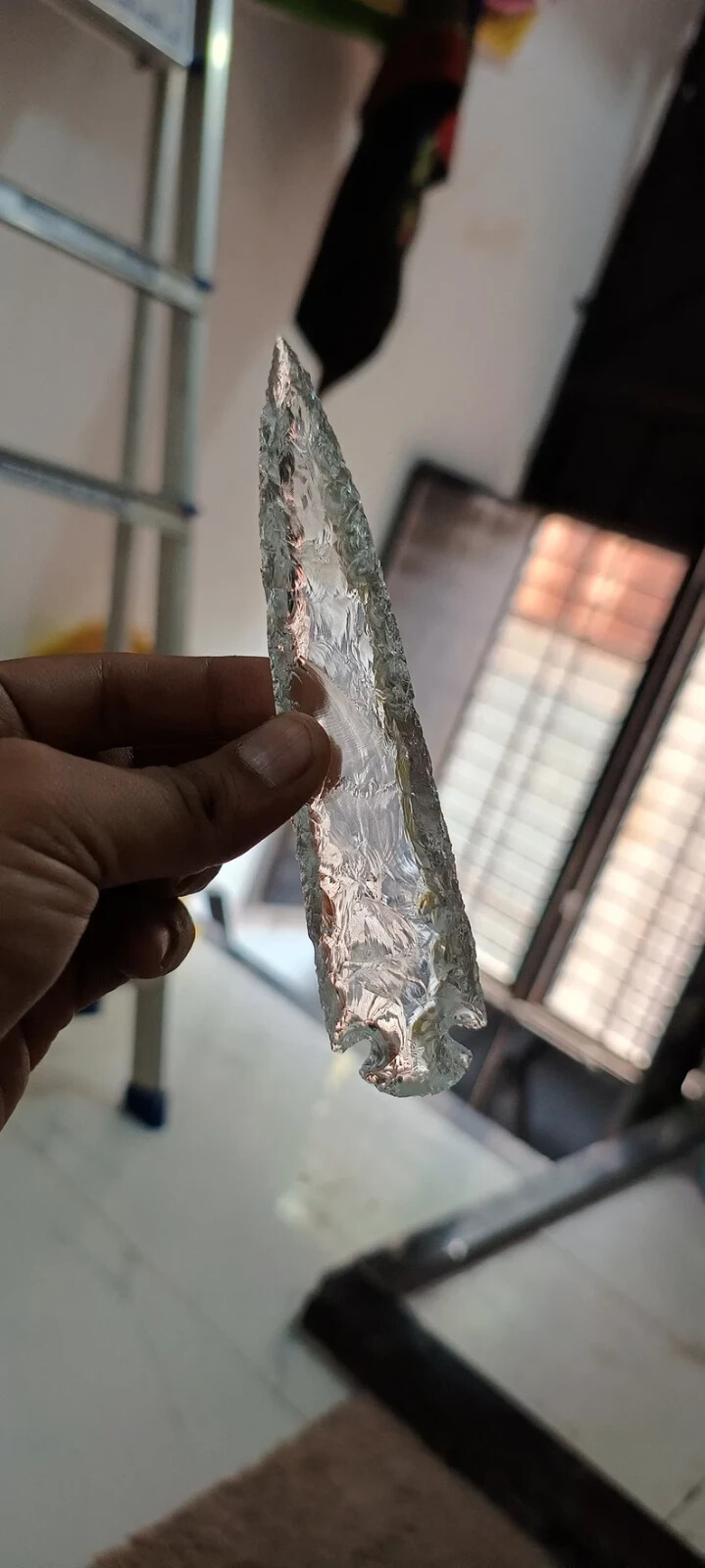 Large Rock Crystal Quartz Arrowhead, Glass Crescent Gemstone for Jewelry Making
