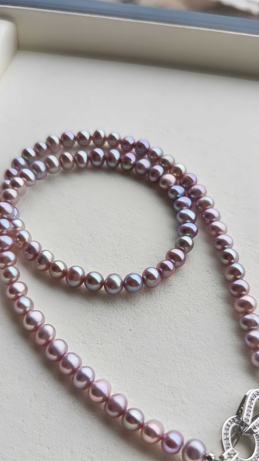 Fairy Purple No-Core Freshwater Pearl Necklace 6mm Natural Oval Near-Round