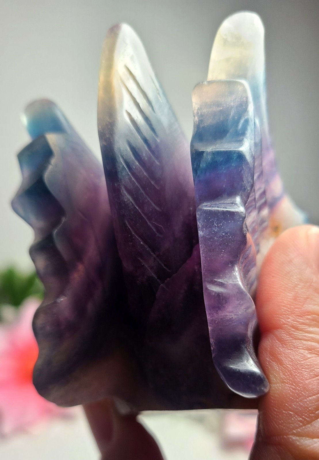 Large 5″ 303g Silky Fluorite Dragon Head Skull Crystal Stone Carving Statue