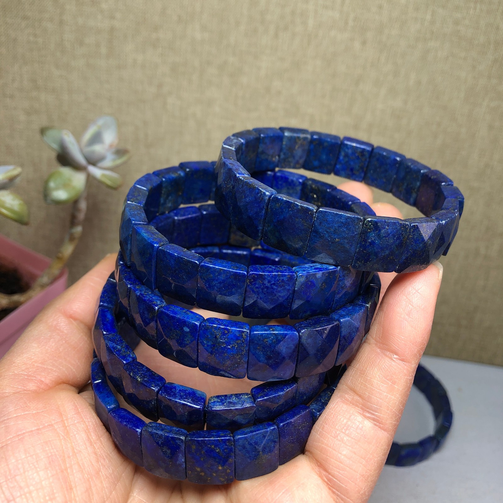 1pcsNatural lapis lazuli Stone Bracelet Brown Gemstone Stretch Bracelet Handmade