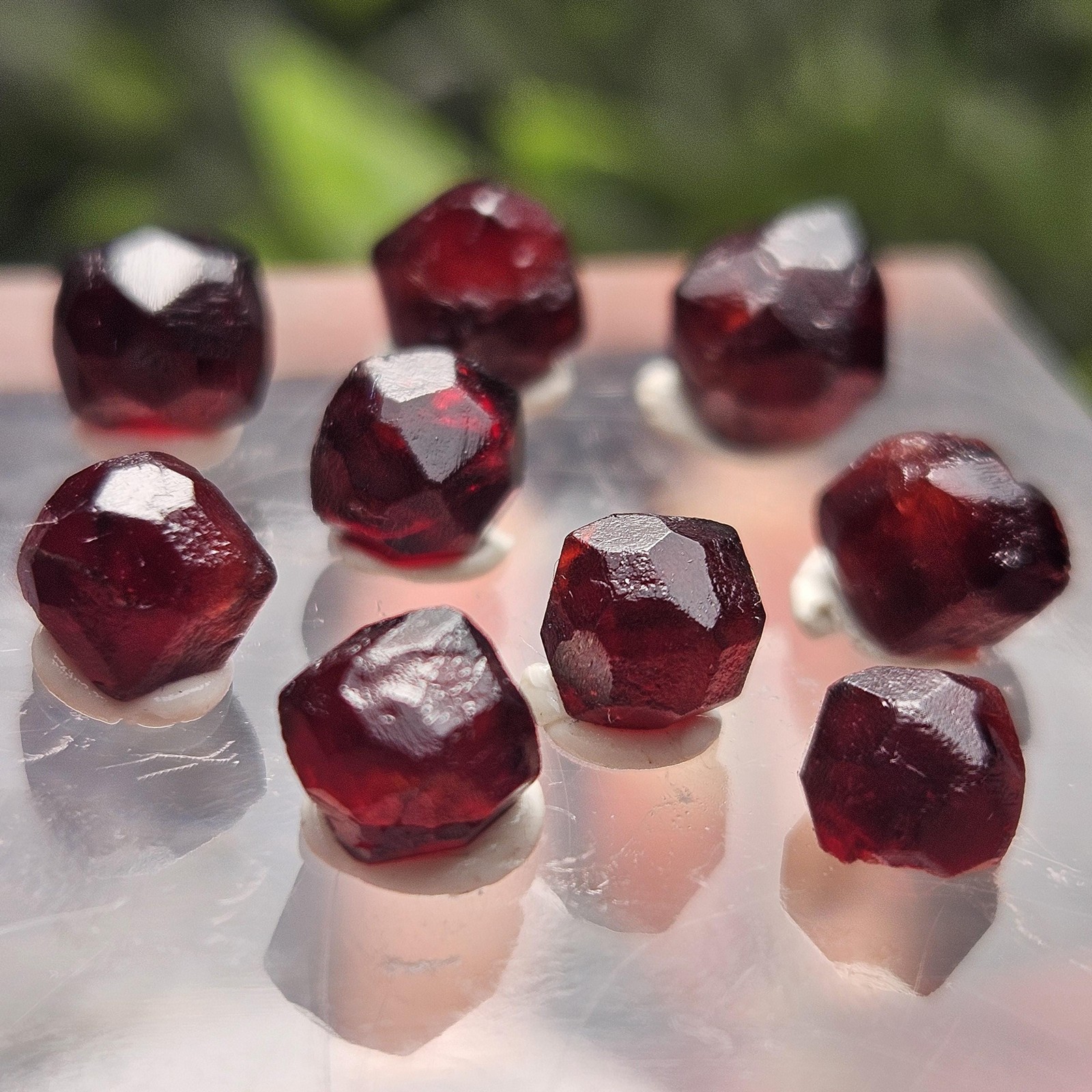 Red Garnet Crystals, Raw Dodecahedron Terminated Stones (5