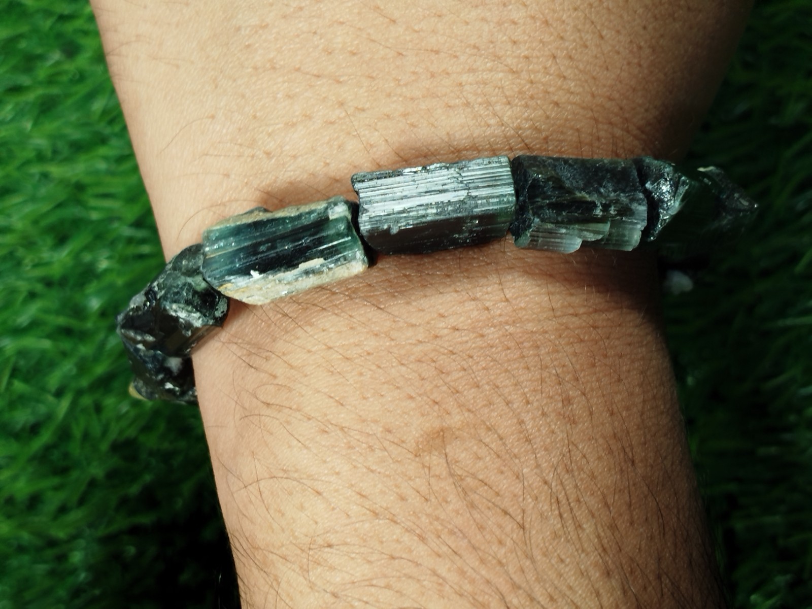 52 Grams Green Cap Tourmaline Stackable Bracelet From Skardu Pakistan