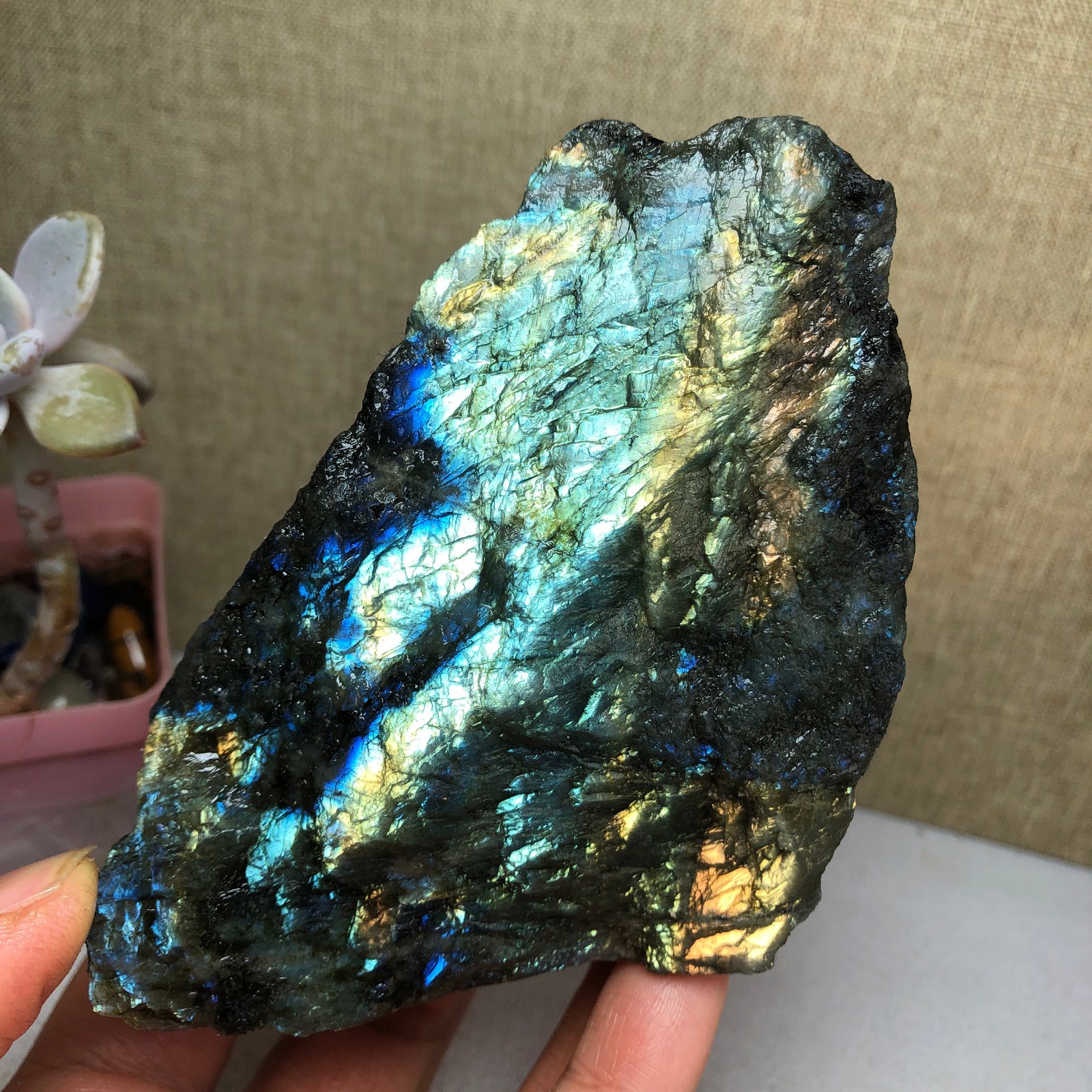 88mm Natural Labradorite Crystal gemstone rough original Specimen 424g A2629