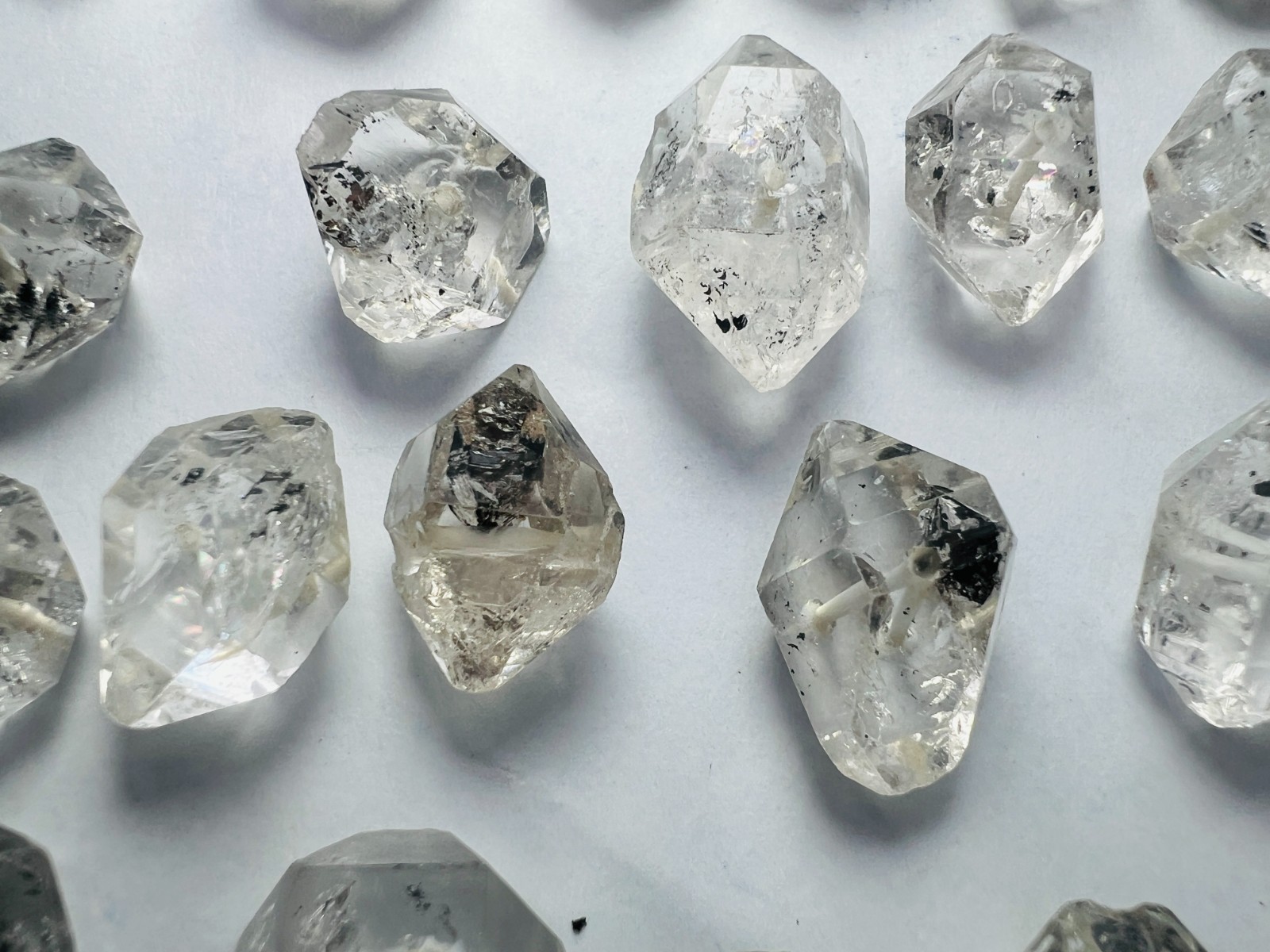 60g Drill Natural Black Phantom Herkimer Diamond Quartz crystal from Pakistan