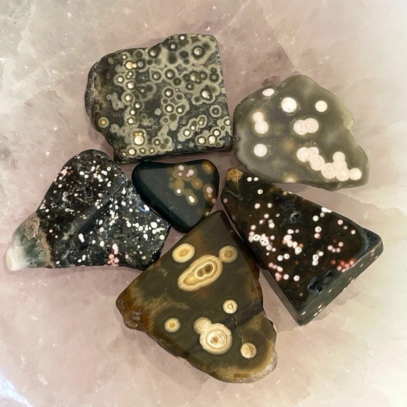 8th Vein Ocean Jasper Tumbles – Old Stock -Kabamby Ocean Jasper Rocks – lot Of 6