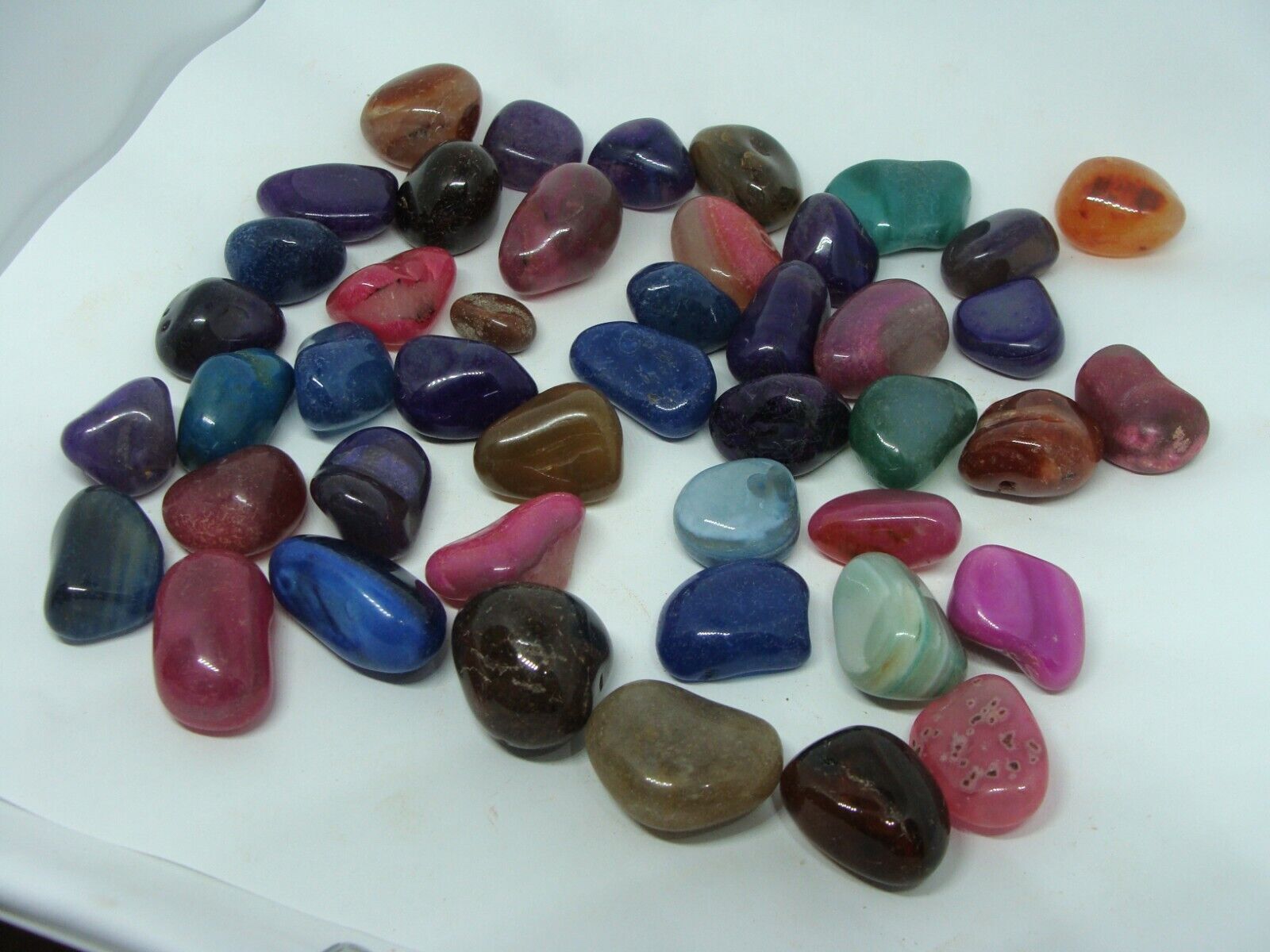 1900 Carats Natural Polished Small Mixed Tumble Stone Genuine Rock Gem Size #6