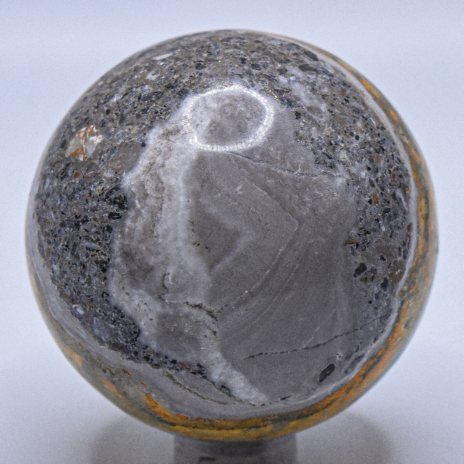 2″ Bumble Bee Jasper Sphere Silverish Orange Layered Gemstone Mineral Indonesia