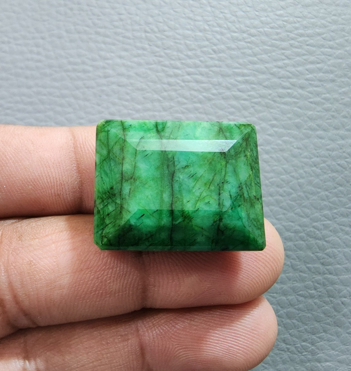 Gorgeous A+ Green Brazilian Emerald Rectangle Shape Loose Gemstone Jewelry 75 Ct