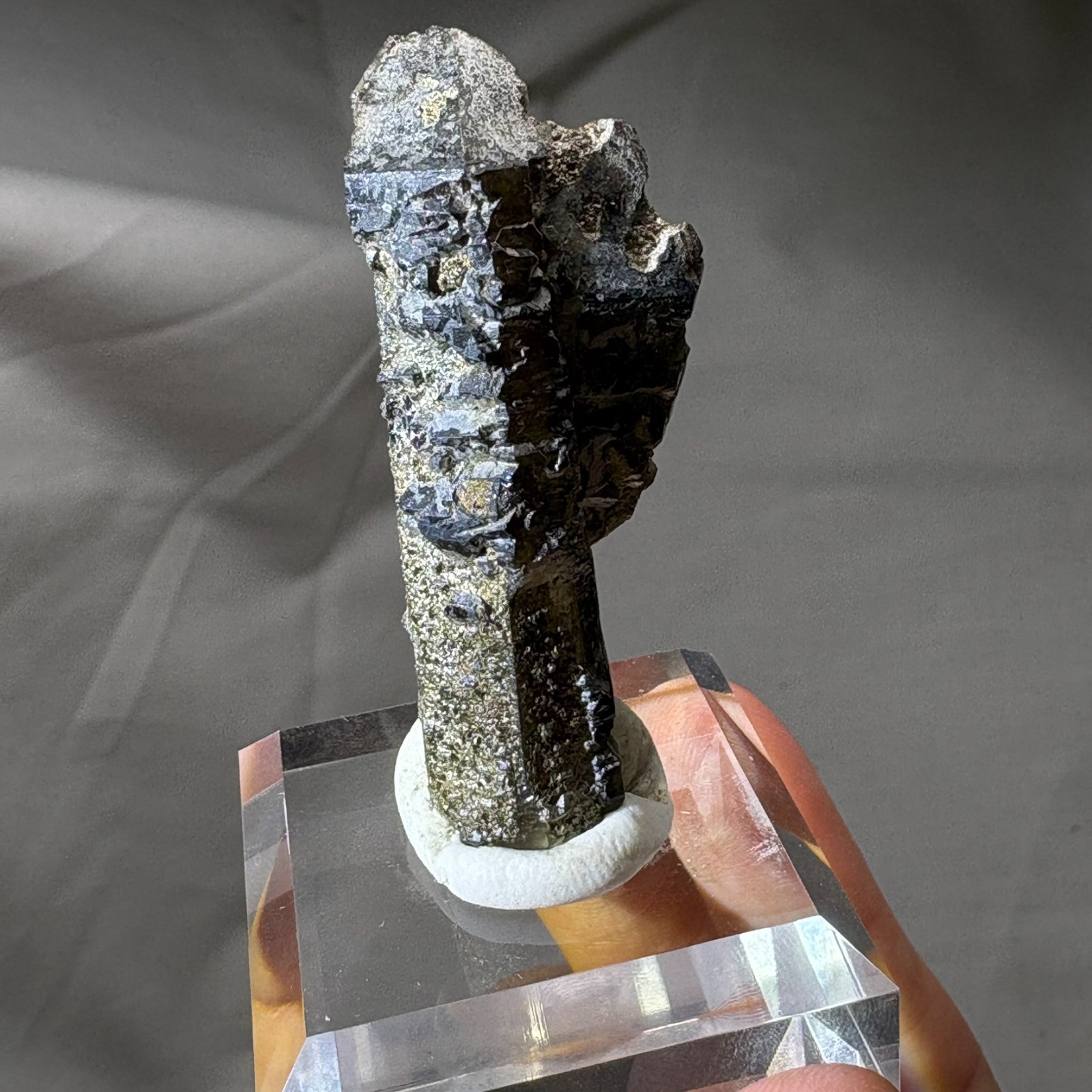 Natural Etched Flashy Point Rare Specimen Raw Mineral Healing with Acrylic Stand