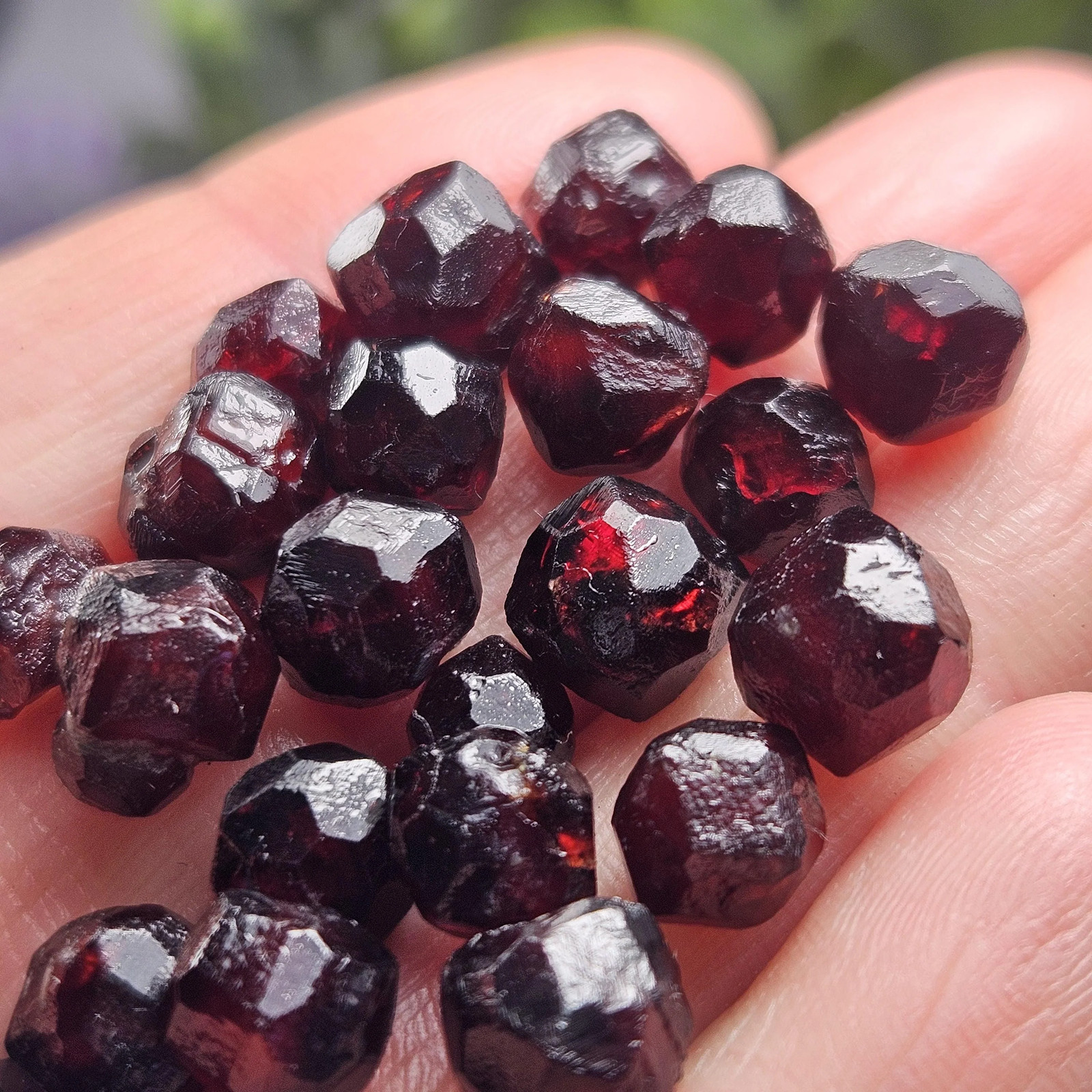 Red Garnet Crystals, Raw Dodecahedron Terminated Stones (5