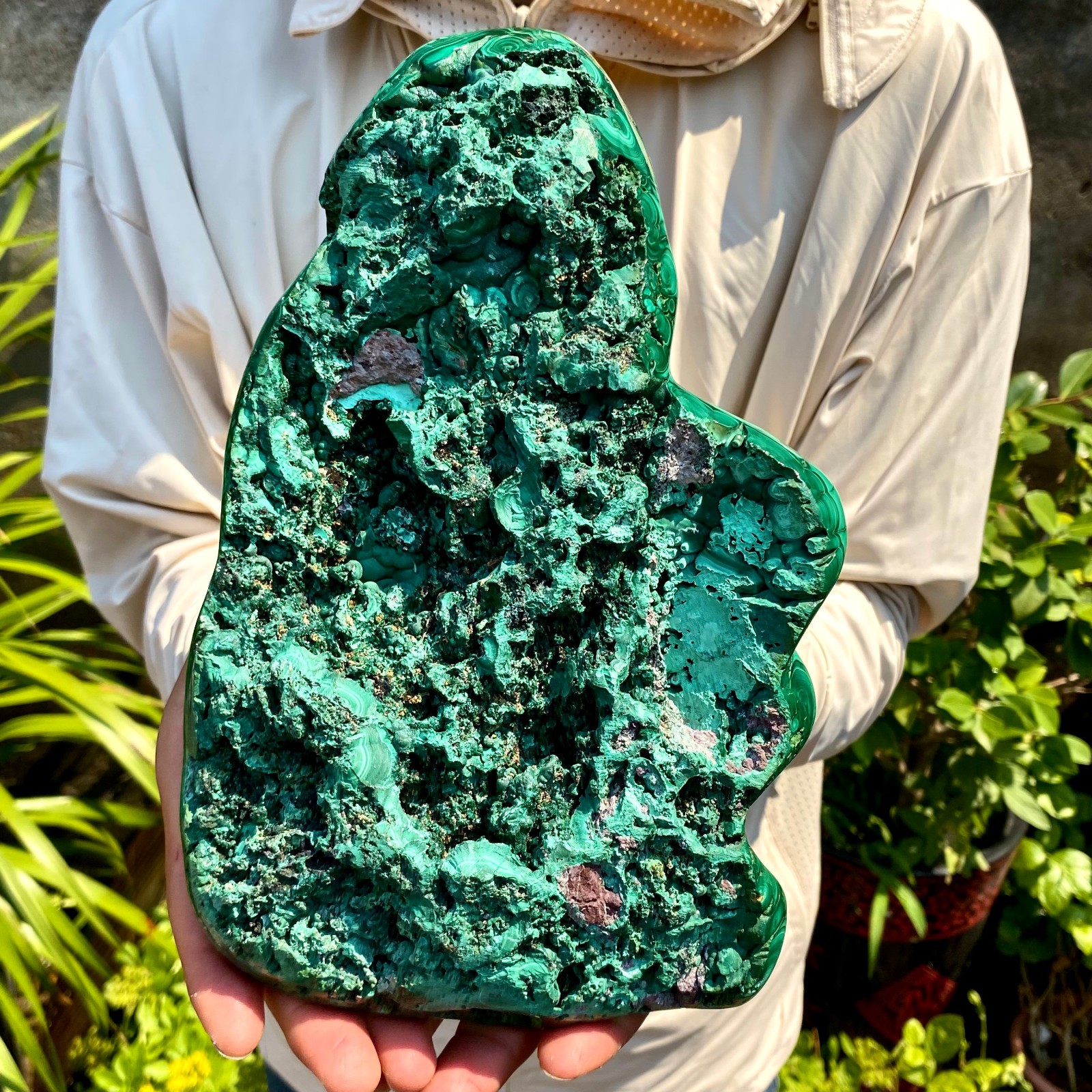 7.69LB Natural glossy Malachite transparent cluster rough mineral sample