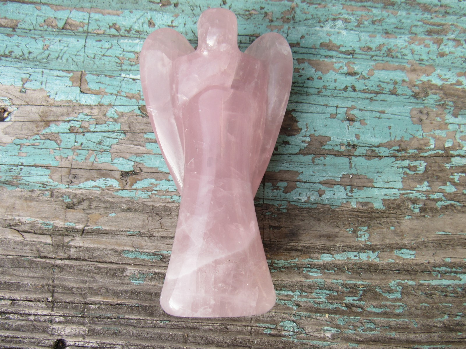 Rose Quartz Angel 4-inch Carved Crystal Guardian Statuette Figure