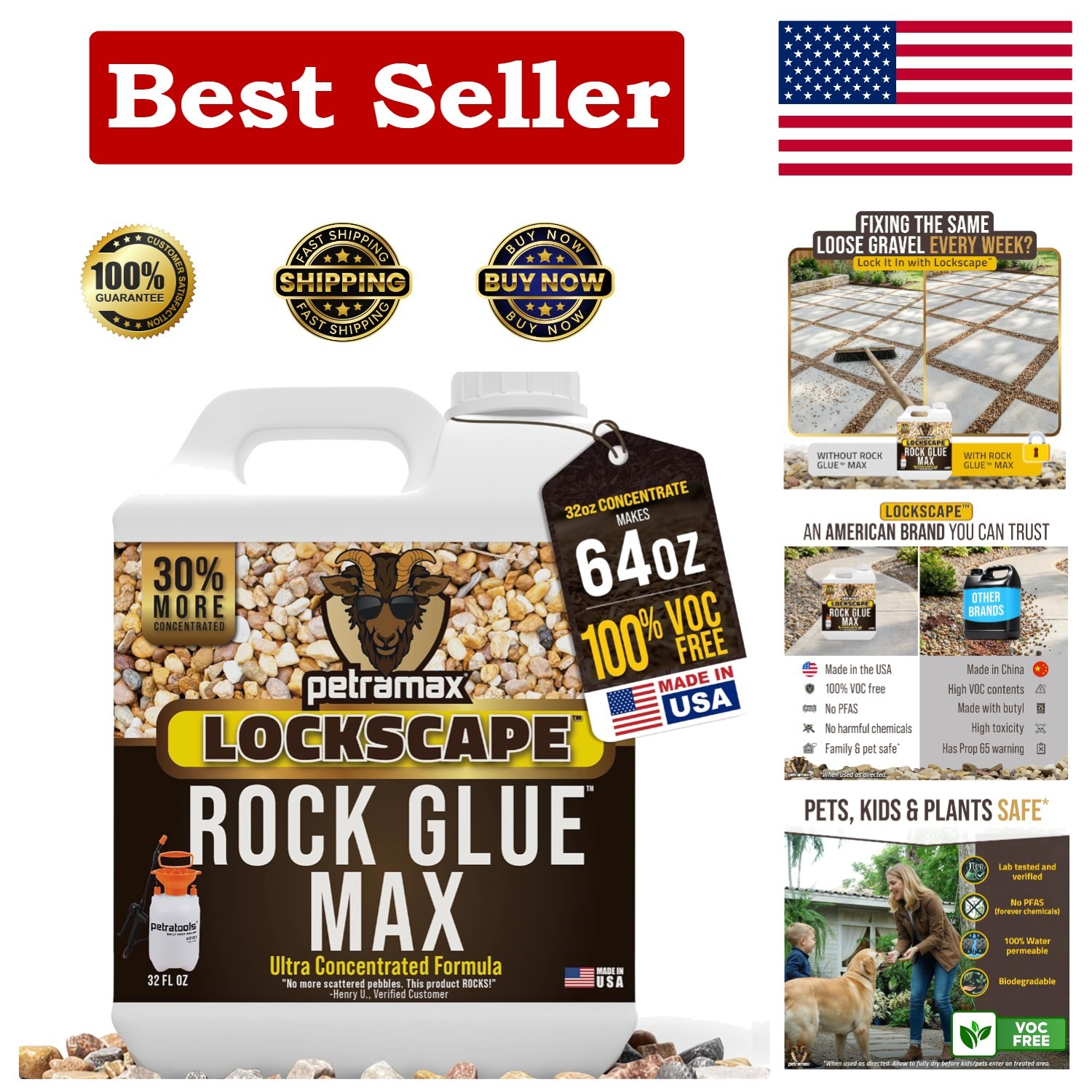 32 Oz Non-Toxic Rock Glue – Secure Pet Safe Gravel & Stones for Landscaping