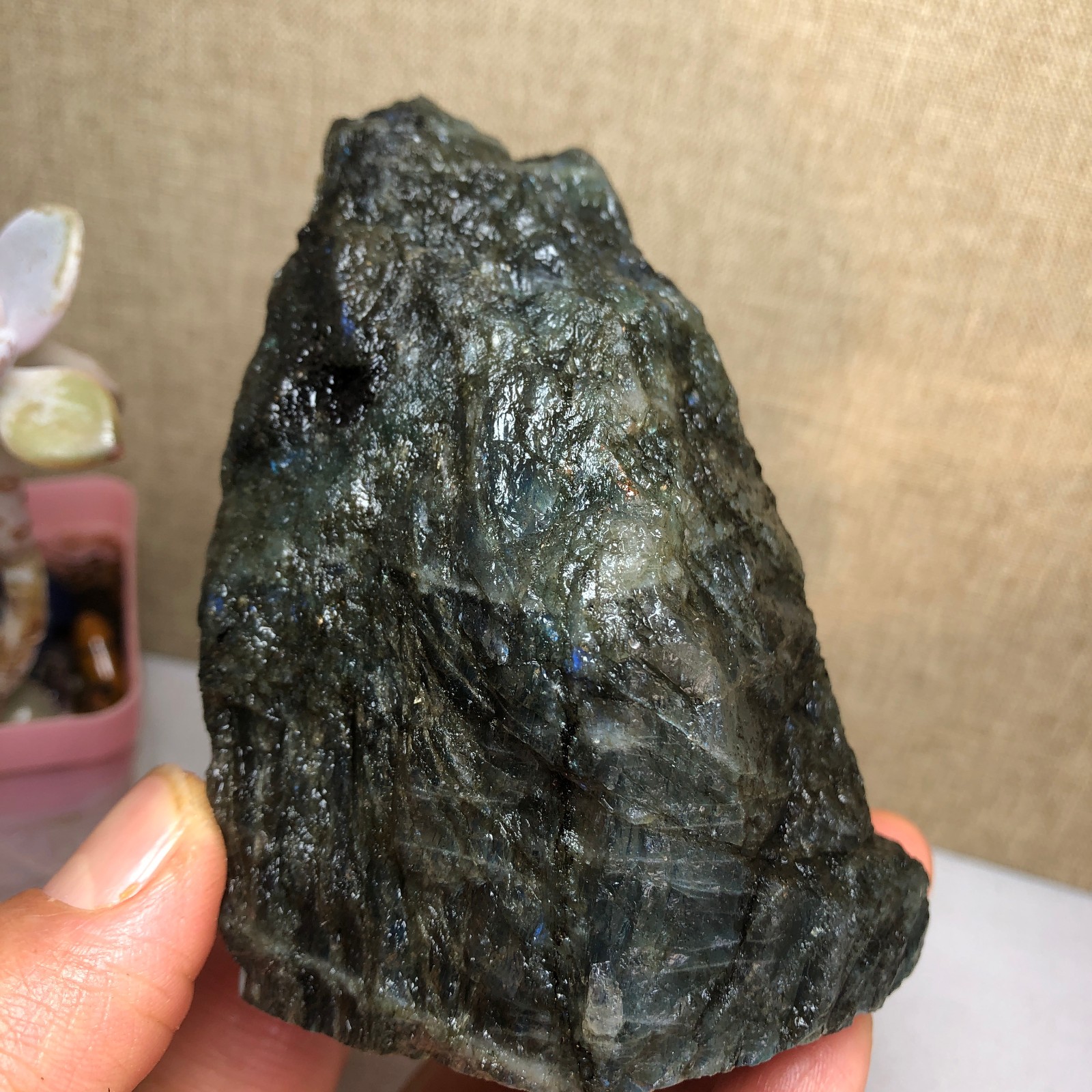 88mm Natural Labradorite Crystal gemstone rough original Specimen 424g A2629