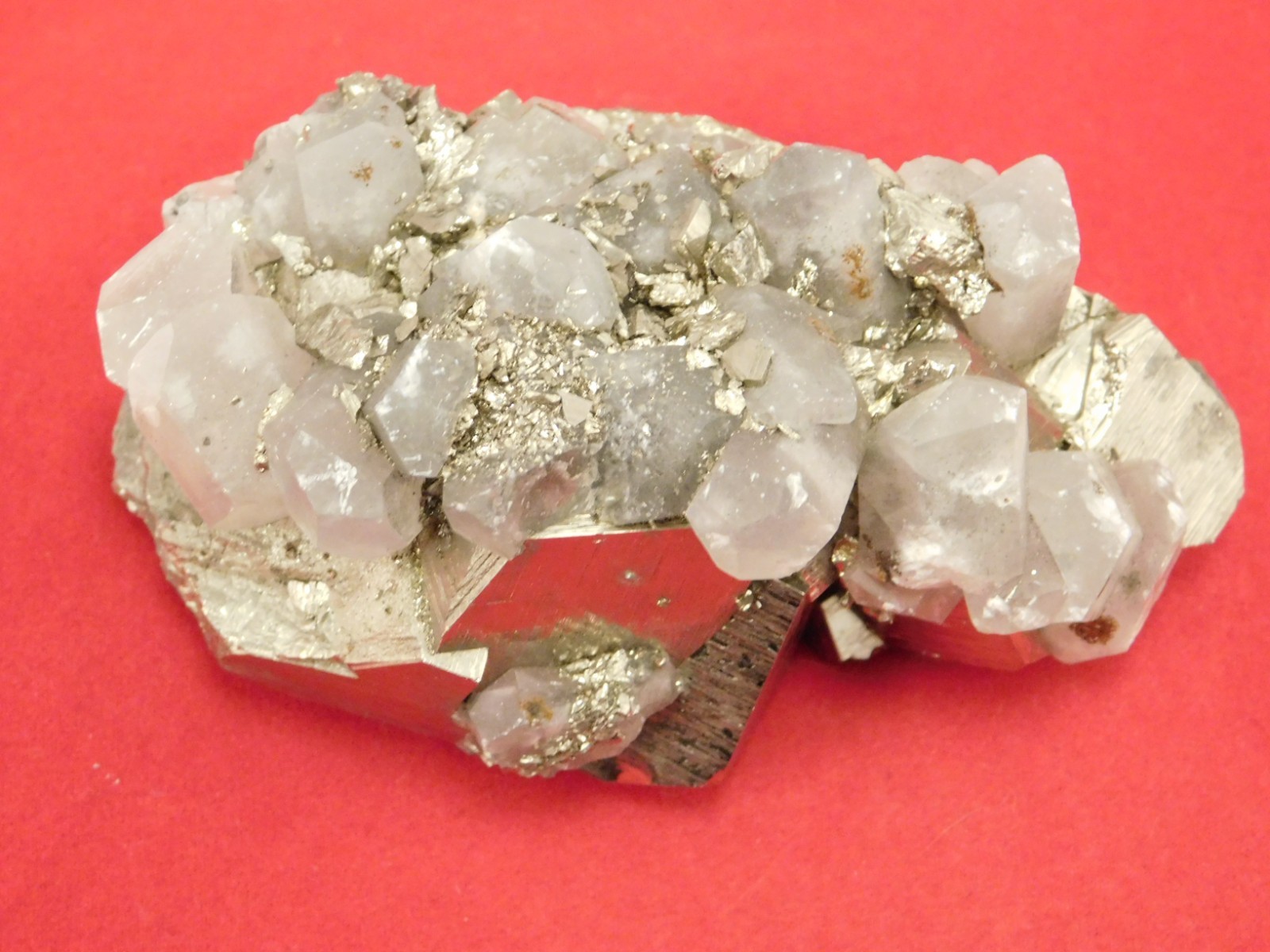 Larger! FLUORESCENT Calcite CRYSTAL Cluster with PYRITE Peru 376gr