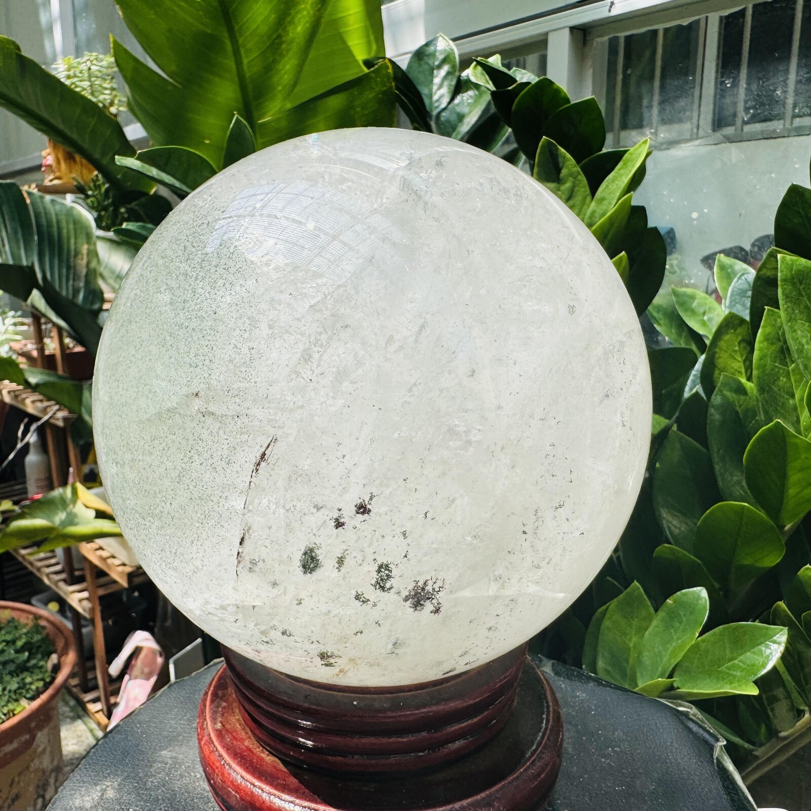 11.52LB Rare Natural Green Ghost phantom quart ball carved crystal sphere reiki