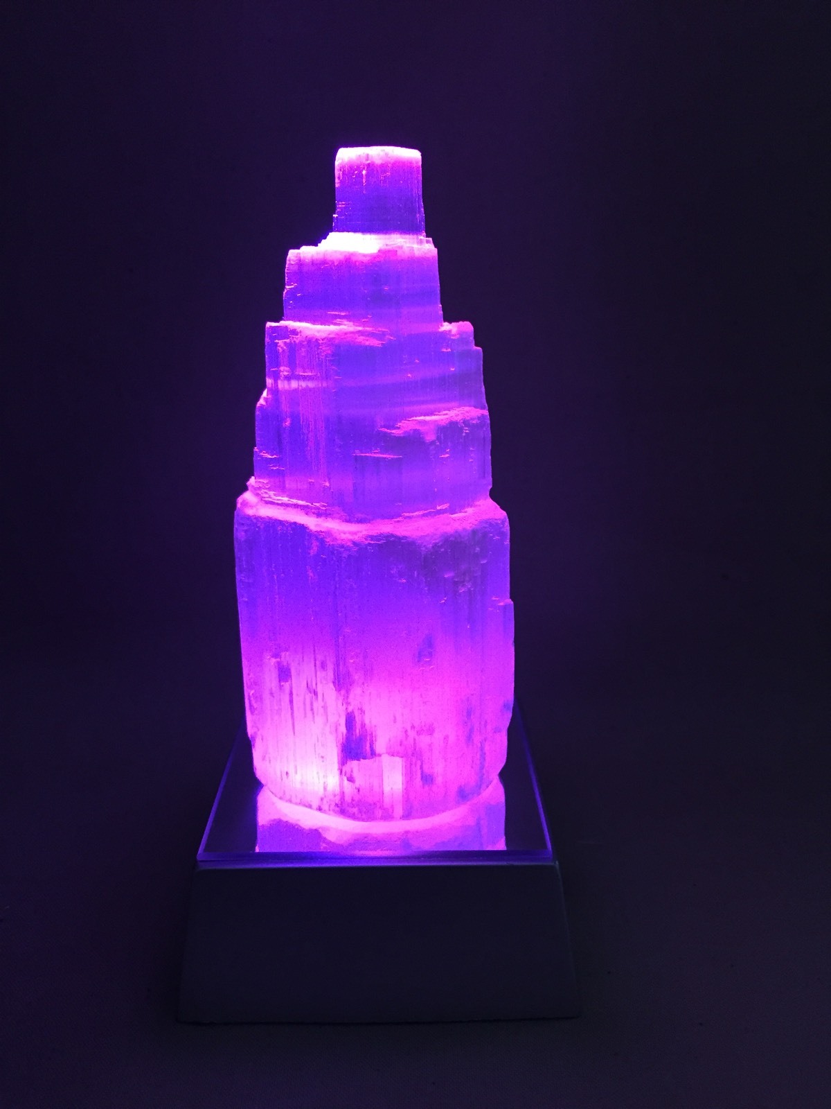 Selenite Lamp Selenite Point Tower Lamp Gemstone Specimen W/LED Light Base Reiki