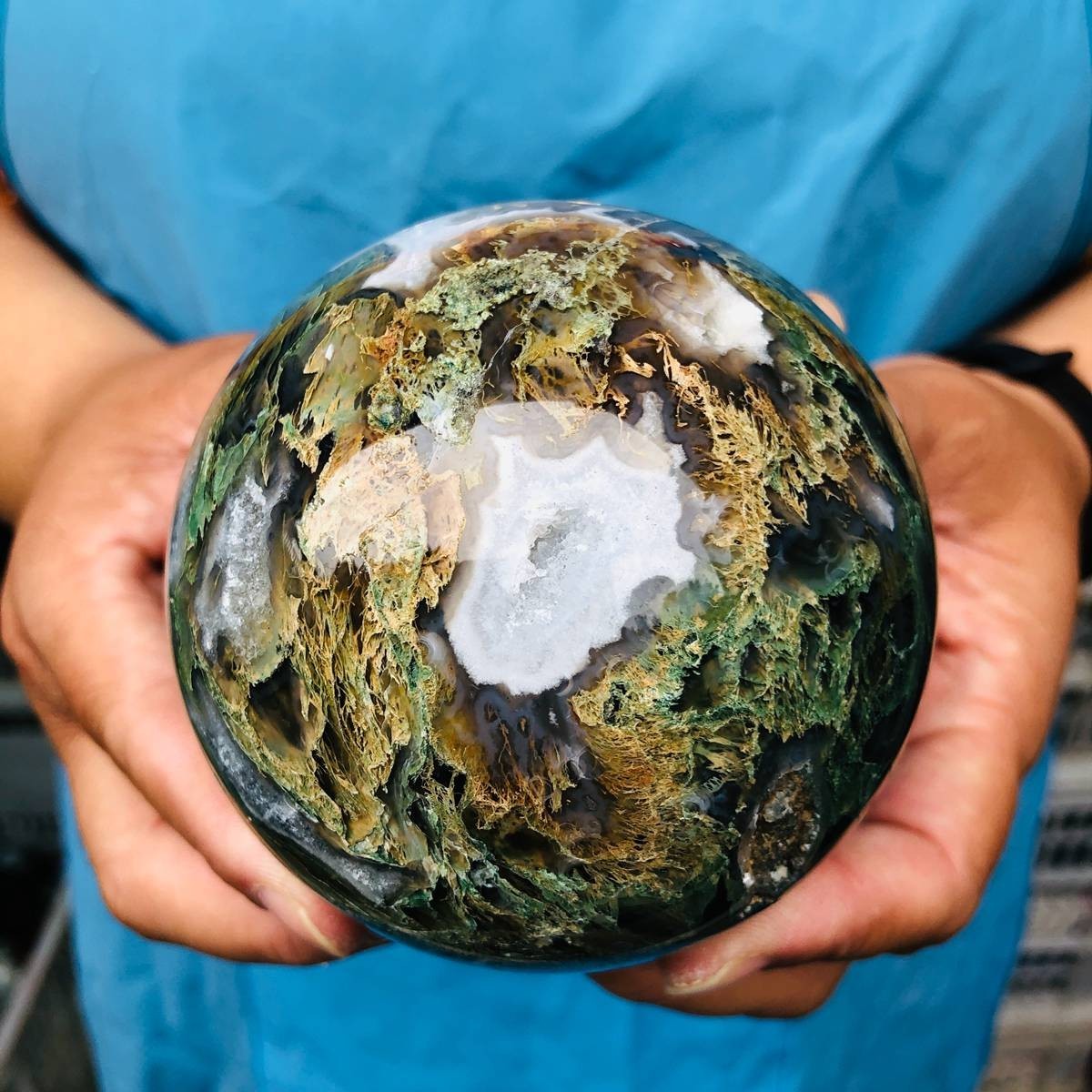 3 pieces 2650g Natural aquatic Agate Ball Quartz Crystal Sphere Healing 2110