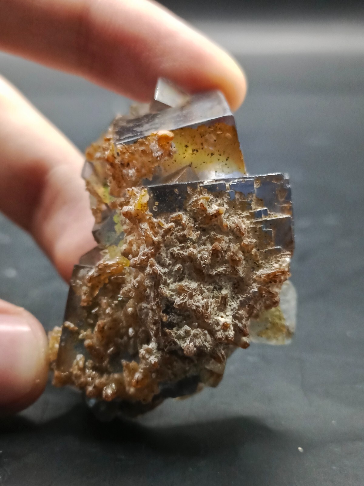 42g Natural Iridescent Cubic Fluorite Crystal Specimen With Blue Inclusions