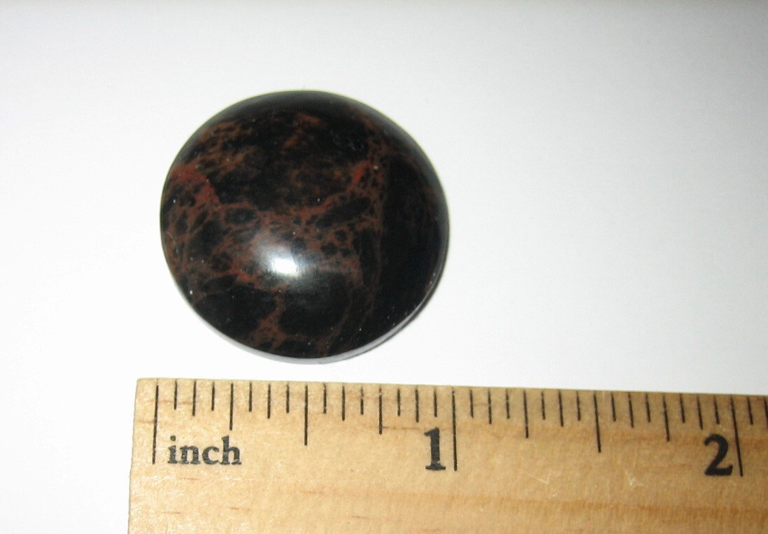 26mm POLISHED NATURAL MAHOGANY OBSIDIAN VOLCANIC STONE CABOCHON ~ 6.8grams *2