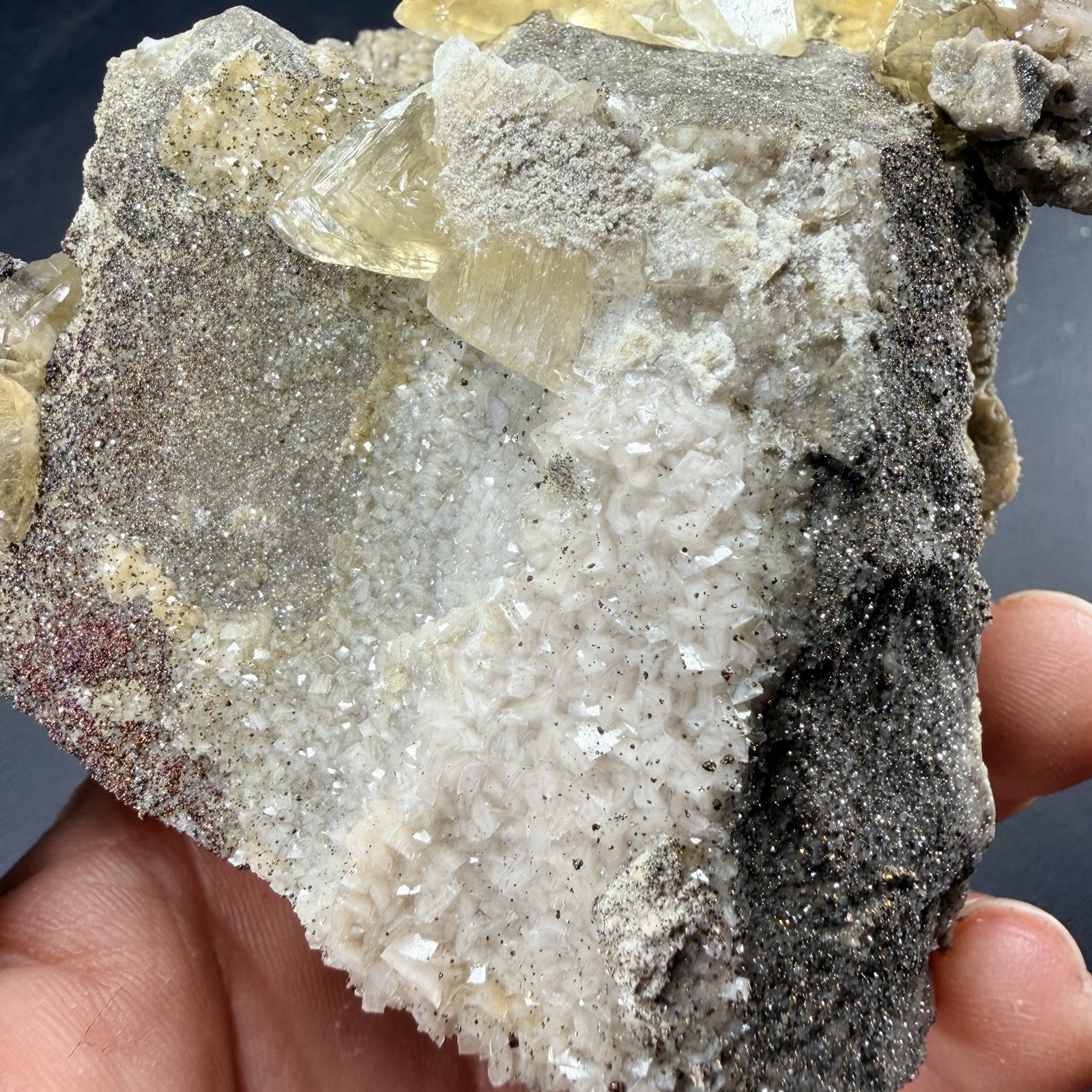 Golden Calcite Chalcopyrite Dolomite Crystal Combo / Sweetwater Mine *Video*