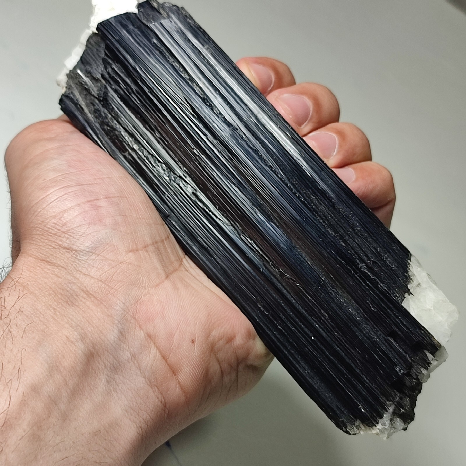17cm Huge Black Tourmaline(Schorl) Specimen Combined With Albite-Shigar ,Pak.