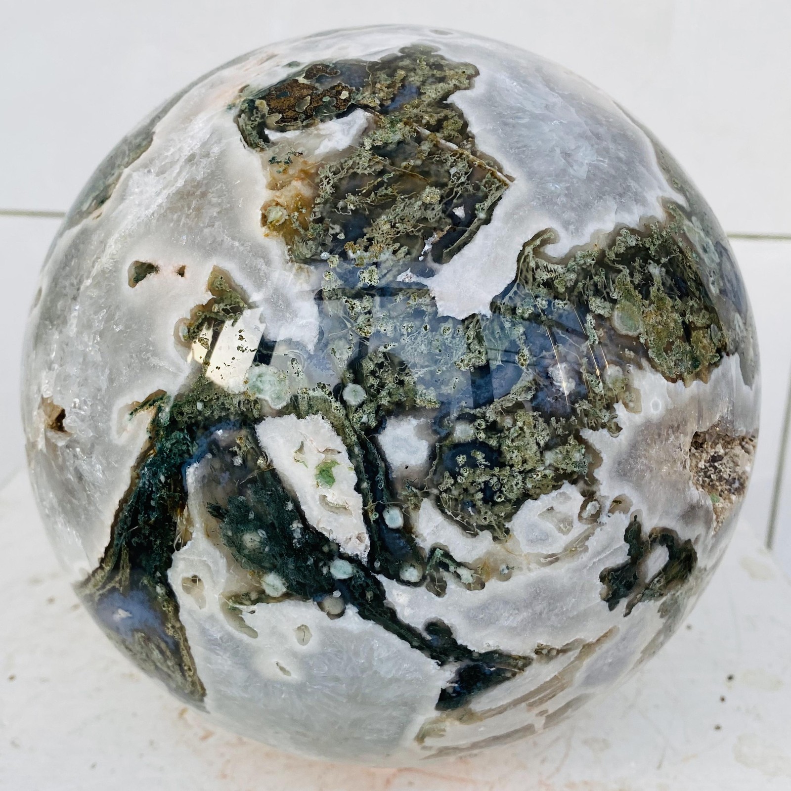 Natural water grass agate sphere crystal ball quartz energy 6280g